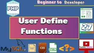 User define functions How to create function in PHP Tutorials for beginners - 27 HINDI