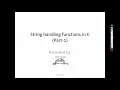 String handling functions in C