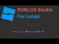 Learning Lua ROBLOX Studio For Loop