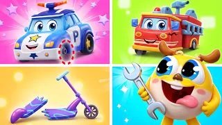 🚒 Repair Fire Truck, Police Car & Ambulance 🔧 | Fix Broken Vehicles Song | DooDoo & Friends