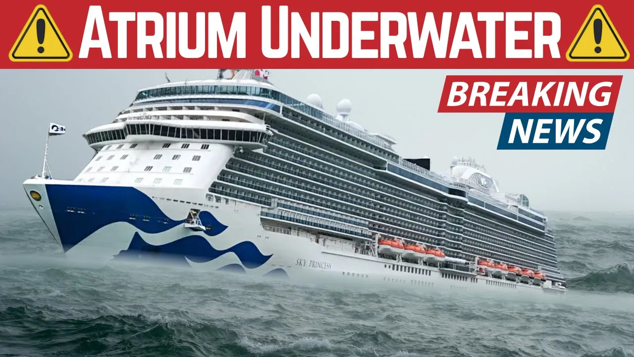 Sky Princess Pool Floods Atrium! Emergency Alert & Crew Response | April 2025 Cruise News
