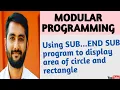 Class 10 Qbasic Program to display area of circle and area of rectangle using sub end sub