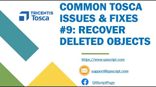 Tosca Tutorial Lesson 145 - Common Problems Fixes Recover Deleted Objects Versioning