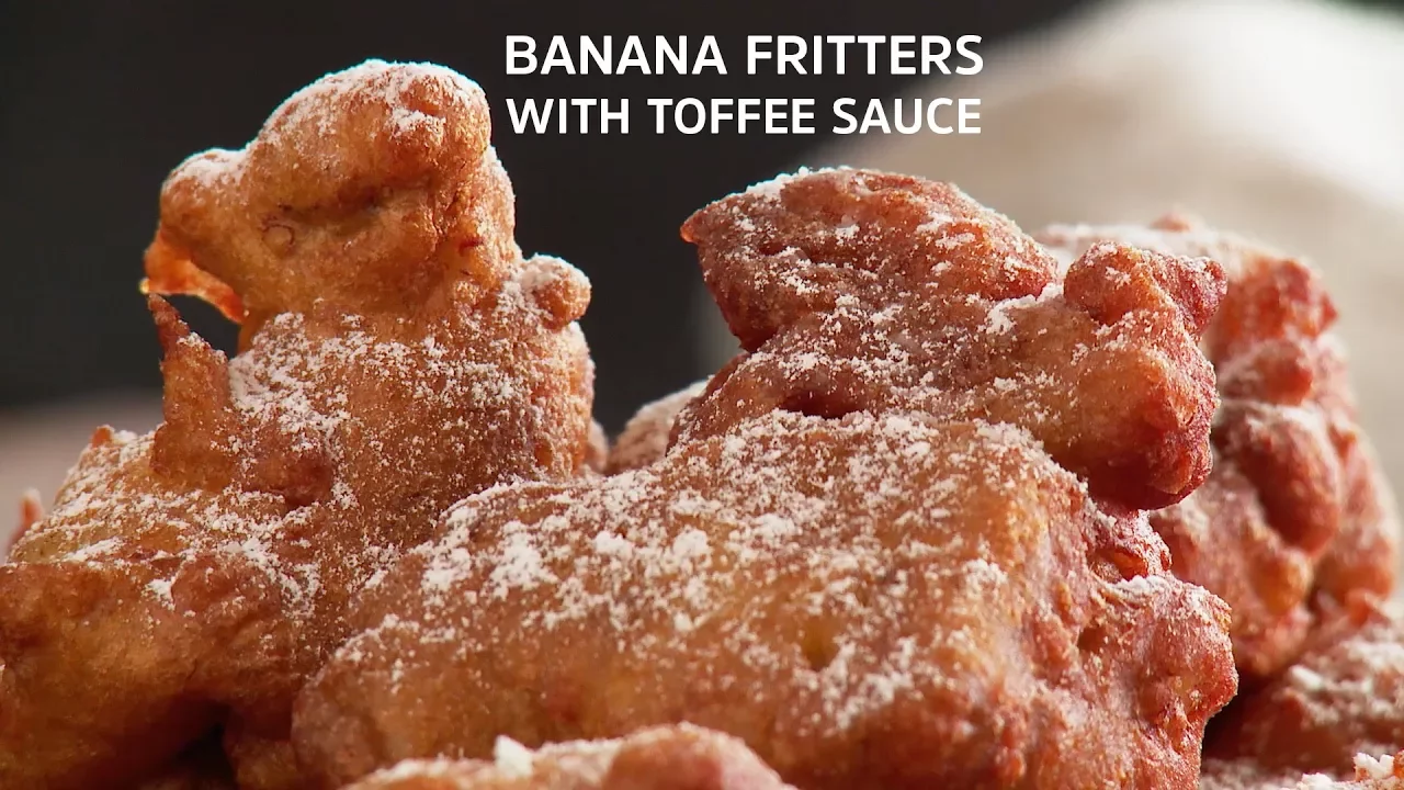 Banana Fritters with Toffee Sauce