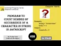 38 Program to count the occurrence of a character JavaScript Tutorial for beginners in Hindi