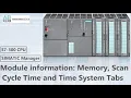 Accessing Module information Memory Scan Cycle Time Time System Tabs SIMATIC Manager S7-300