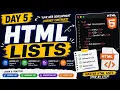 HTML Day 5 HTML Lists Tutorial Ordered List Unordered List Description List Nested Lists
