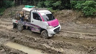jalur extreme logging kalimantan mobil kecil pun sampai di tarik logingg