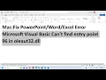 Mac Fix Excel Error Microsoft Visual Basic Can t find entry point 96 in oleaut32 dll