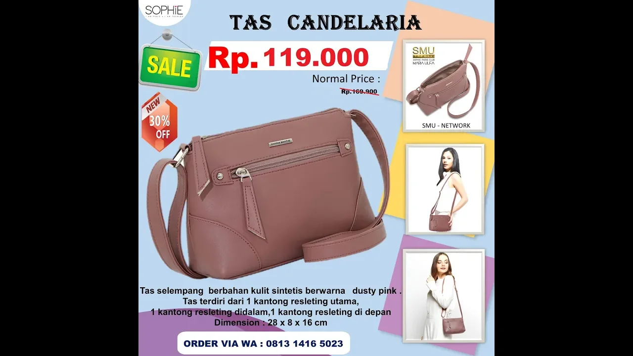 TAS BATAM  IMPORT,TAS BATAM  MURAH,TAS WANITA BRANDED MURAH, SELEMPANG ANELA LYNE 3126 YT 1