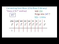 Converting Base 10 numbers to Base 2 binary numbers