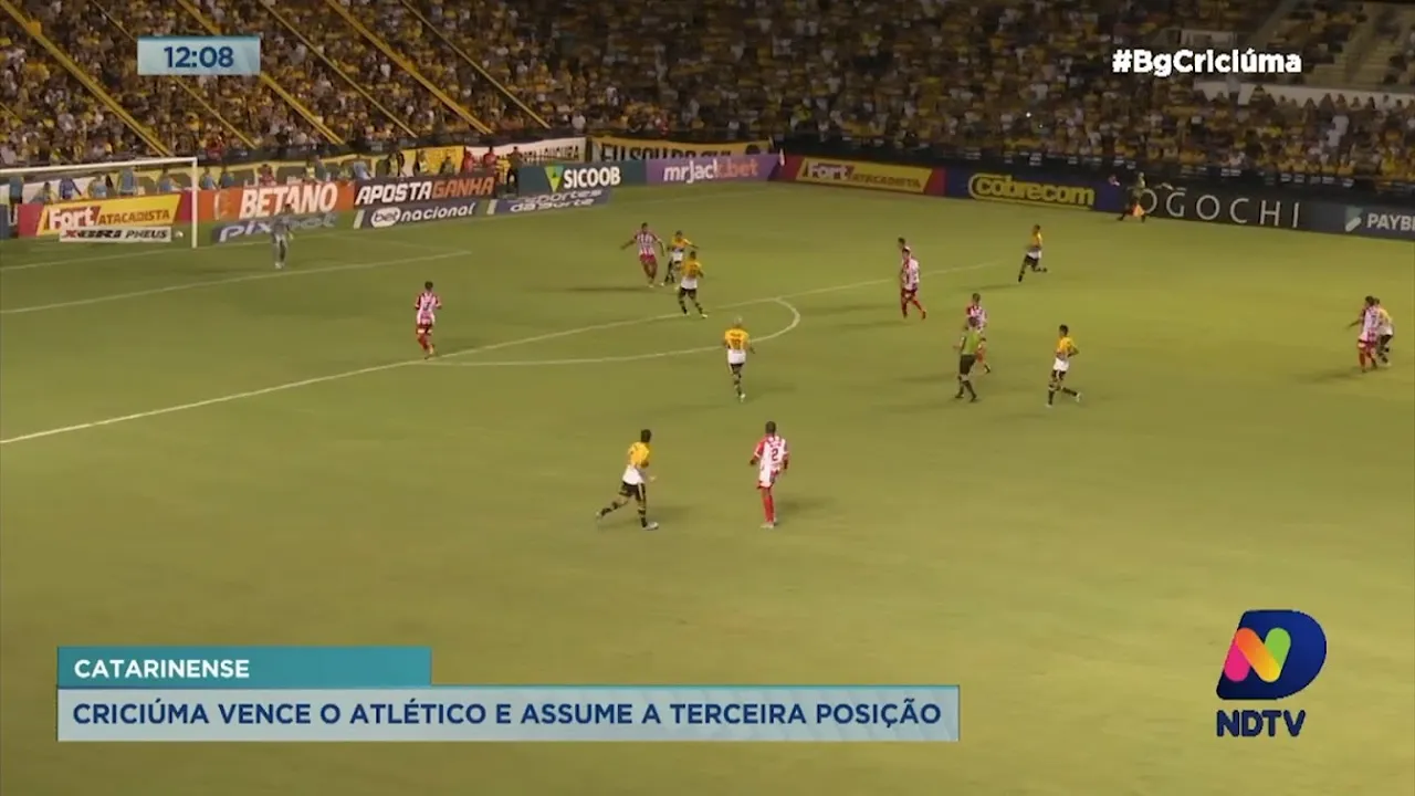 Criciúma vence o Atlético Catarinense e assume a terceira posição no Catarinense