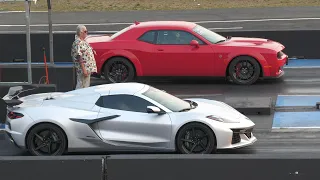 Hellcat Challenger vs E-Ray Corvette