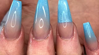 ACRYLIC NAILS PARK LIFE BLUE OMBRE
