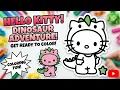 Hello Kitty Dinosaur Coloring Page Cute Dino Costume Easy Coloring for Kids
