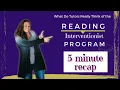 Online Reading Intervention Program WHAT DO TUTORS REALLY THINK 5 Minute Recap