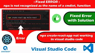 Fixed Error npx create-react-app not working in visual studio code npx is not recognized in vscode