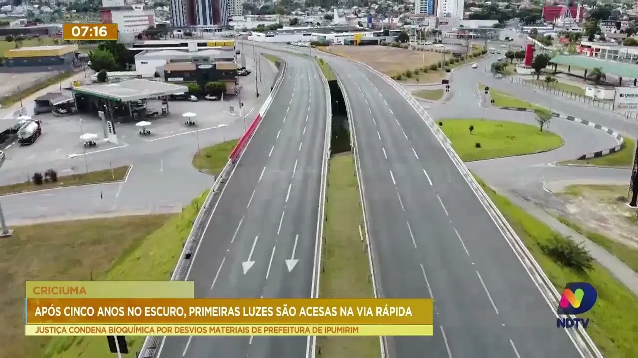 Criciúma: após cinco anos no escuro, primeiras luzes são acesas na via rápida