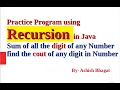 Java Recursion Program for sum of all digits of number Count of any digit occurrence Part 5