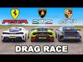Lamborghini STO vs Ferrari Pista vs Porsche GT3 DRAG RACE