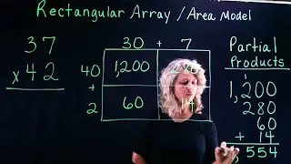 Rectangular Array Area Model Box Method for Multiplication 4th Grade Math