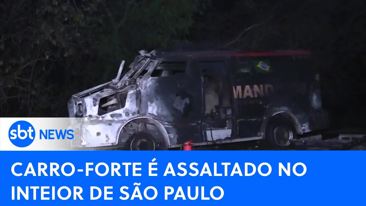 Carro-forte é atacado por criminosos no interior de São Paulo | #SBTNewsnaTV (16/08/23)