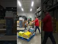 Bjs wholesale Essential worker riding Hyster forklift in BJ s Wholesale warehouse