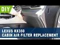 Lexus RX350 Cabin Air Filter Replacement 2016 2017 2018 2019 2020 2021 2022
