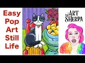 Easy Cat with Lemons Pop art style Still life Acrylic tutorial live stream TheArtSherpa