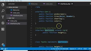 OOp tutorial 14 extending interfaces in object oriented programming in PHP