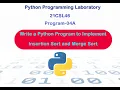 21CSL46 Program-04A How To Implement Insertion Sort Python Programming Laboratory