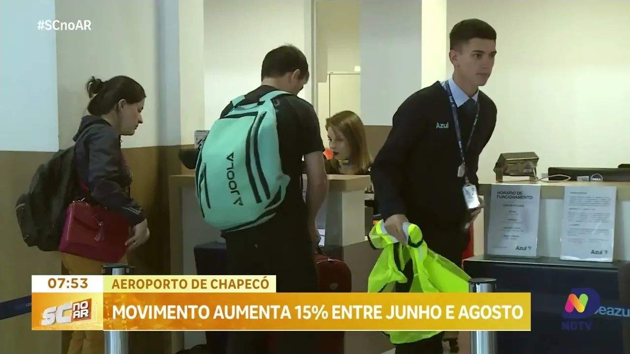 Movimentação de passageiros no Aeroporto de Chapecó aumenta 15% entre junho e agosto