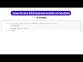 How to Use Dictionaries Inside a Function in Python kandi use case