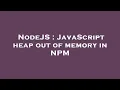NodeJS JavaScript heap out of memory in NPM