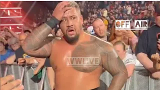 Unseen footage of Solo Sikoa LA Knight struggling out ringside after WWE RAW went off air