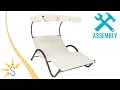 Sunnydaze Double Chaise Lounge with Canopy and Headrest Pillows - Beige