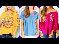 most Upcoming Mexican Hippie Peasant Vintage Embroidered Blouses top Style