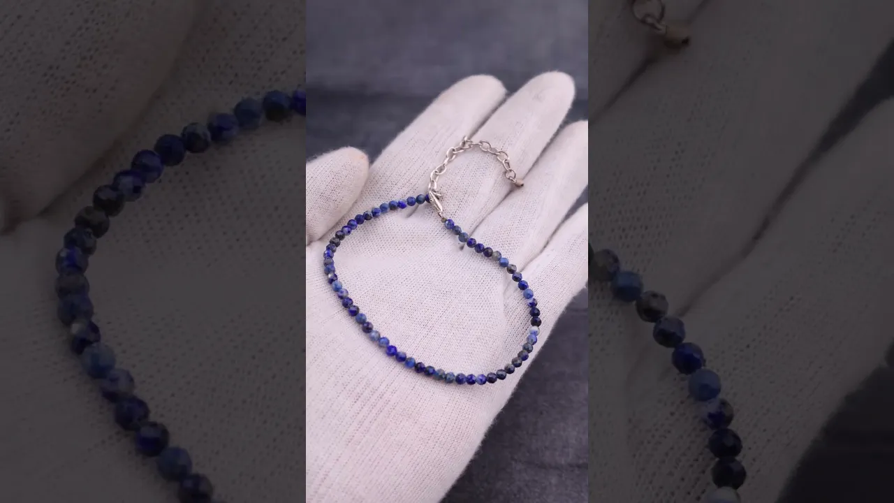 Natural Lapis Lazuli Diamond Cut Anklet for Wisdom, Confidence & Positive Energy