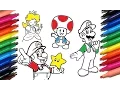 Coloring Pages SUPER MARIO WORLD How to paint Mario Luigi Toad Princess Peach - Color Markers