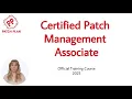 Module 1 Part 1 Foundations of Patch Management Patch Plan CPMA Training
