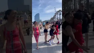 Guys Do Fake Hug Pranks On People Walking By 
