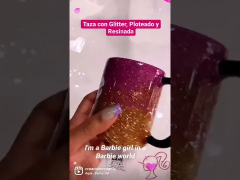 Taza personalizada con resina, purpurina y vinil adhesivo