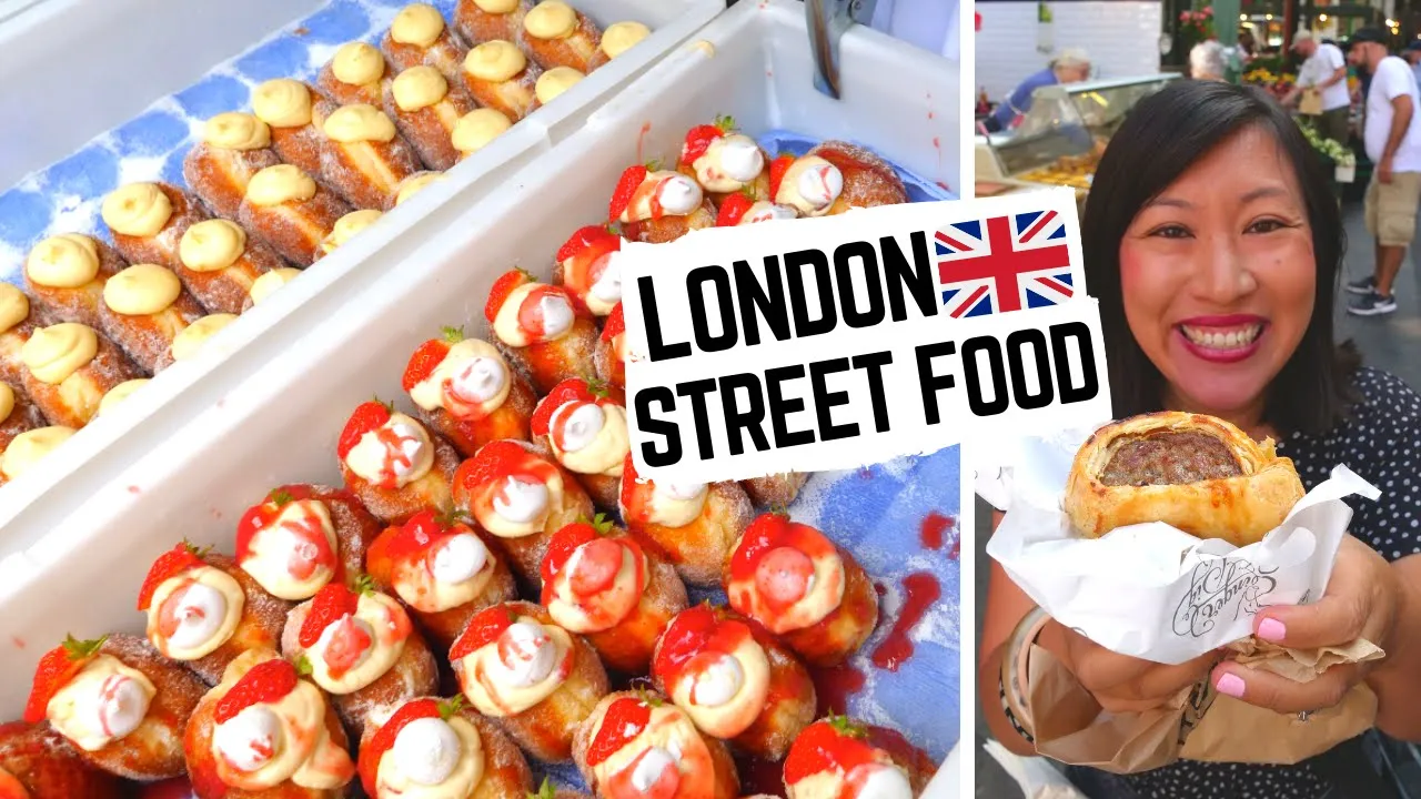 Best LONDON STREET FOOD at BOROUGH MARKET | London food market | British food + what NOT to eat