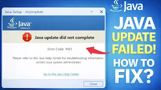 Java Update Did Not Complete Error Code 1603 FIX 2026