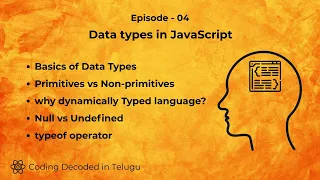 JavaScript Data Types Explained in Telugu Primitives vs Non-Primitives Episode - 4