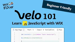 WiX Velo 101 - JavaScript Beginner Tutorial Part 5 Declaring Variables Input Element Value