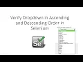 How to Verify Dropdown Order in Selenium Ascending Descending