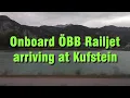 Scenic ÖBB Railjet train journey across Tyrolean countryside in Austria