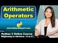 Arithmetic Operators in Python Python Operators Python 3 Online Course A to Z in Hindi