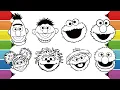 All Sesame Street Characters Coloring Pages Elmo Cookie Monster Oscar the Grouch Bert Ernie